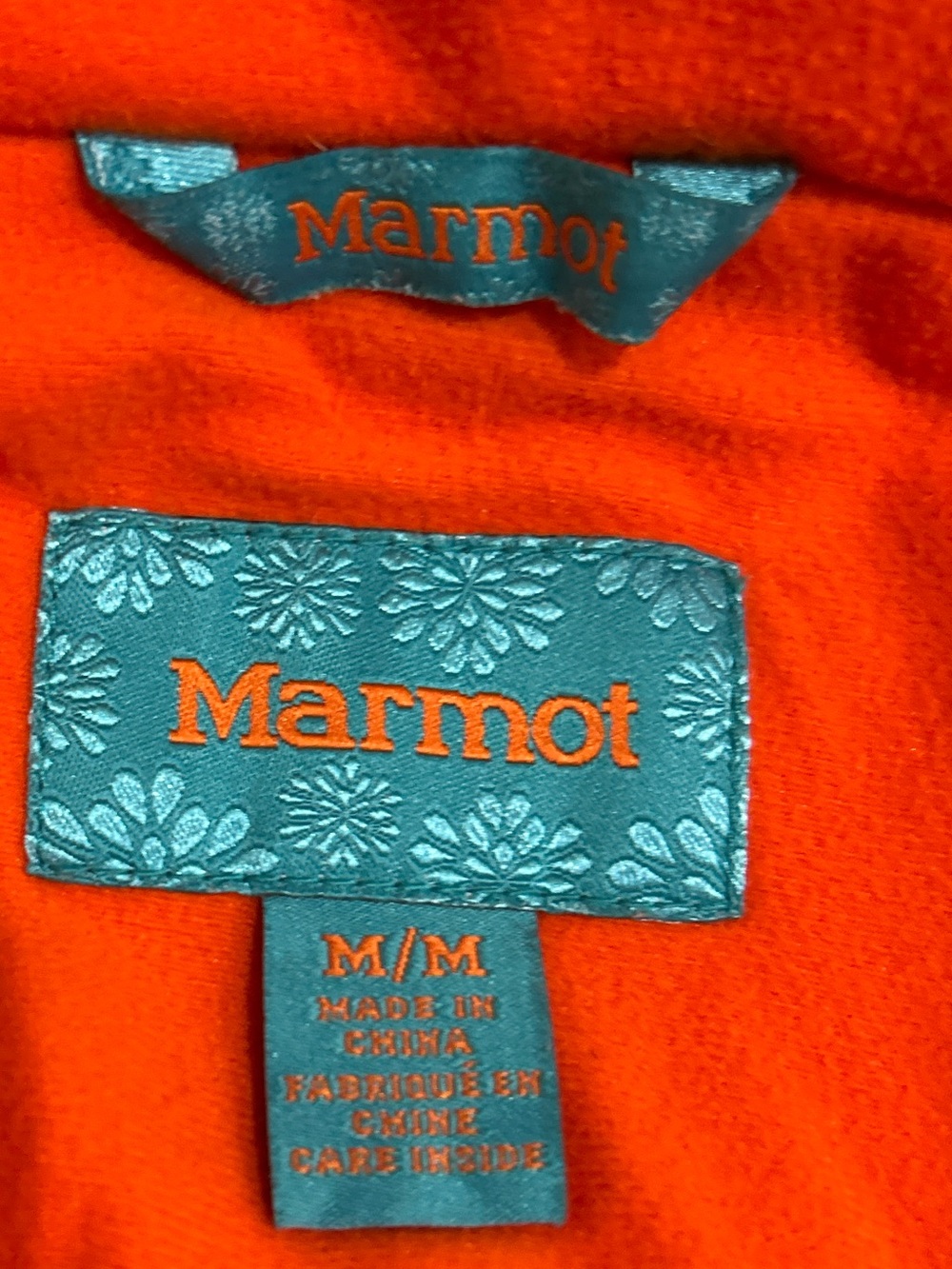 Marmot Orange & Teal Colorblock Hooded zip up ski Jacket kids medium - Picture 14 of 14